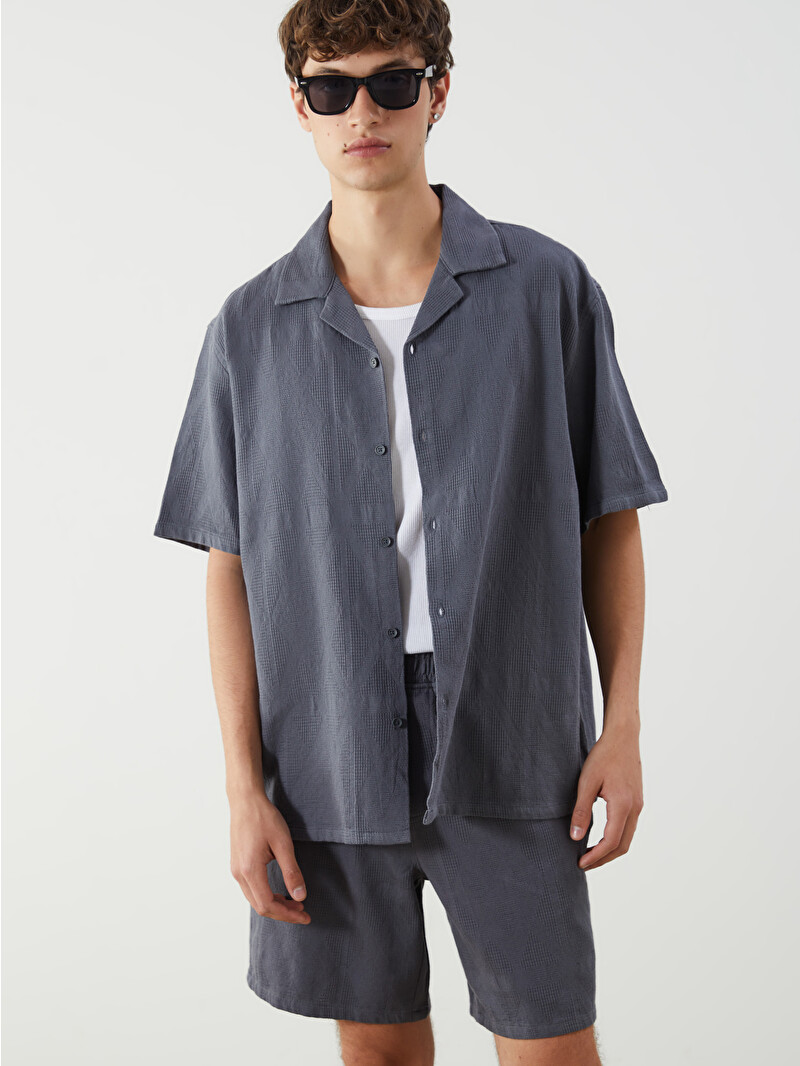 XSIDE Relaxed Fit Jacquard Men's Shirt - S5FO93Z8-YRH - LC Waikiki