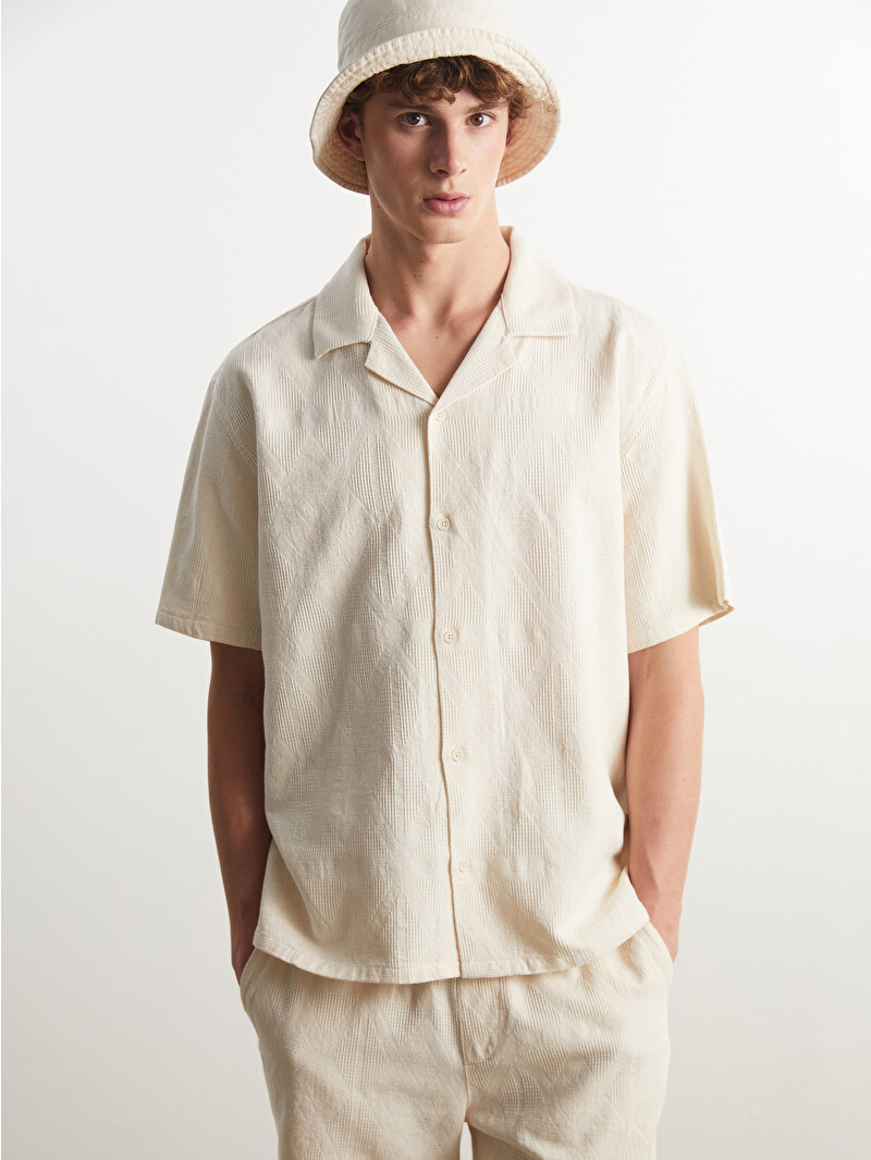 XSIDE Relaxed Fit Jacquard Men's Shirt - S5FO93Z8-FT0 - LC Waikiki