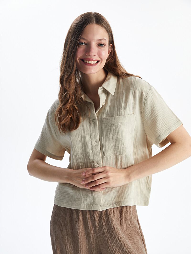 XSIDE Regular Fit Women's Muslin Shirt with Pocket - S5FR81Z8-YB2