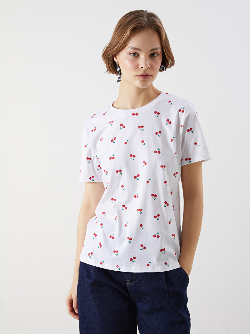 XSIDE Crew Neck Cherry Printed Women's T-Shirt - S5FU41Z8-LU7 - LC
