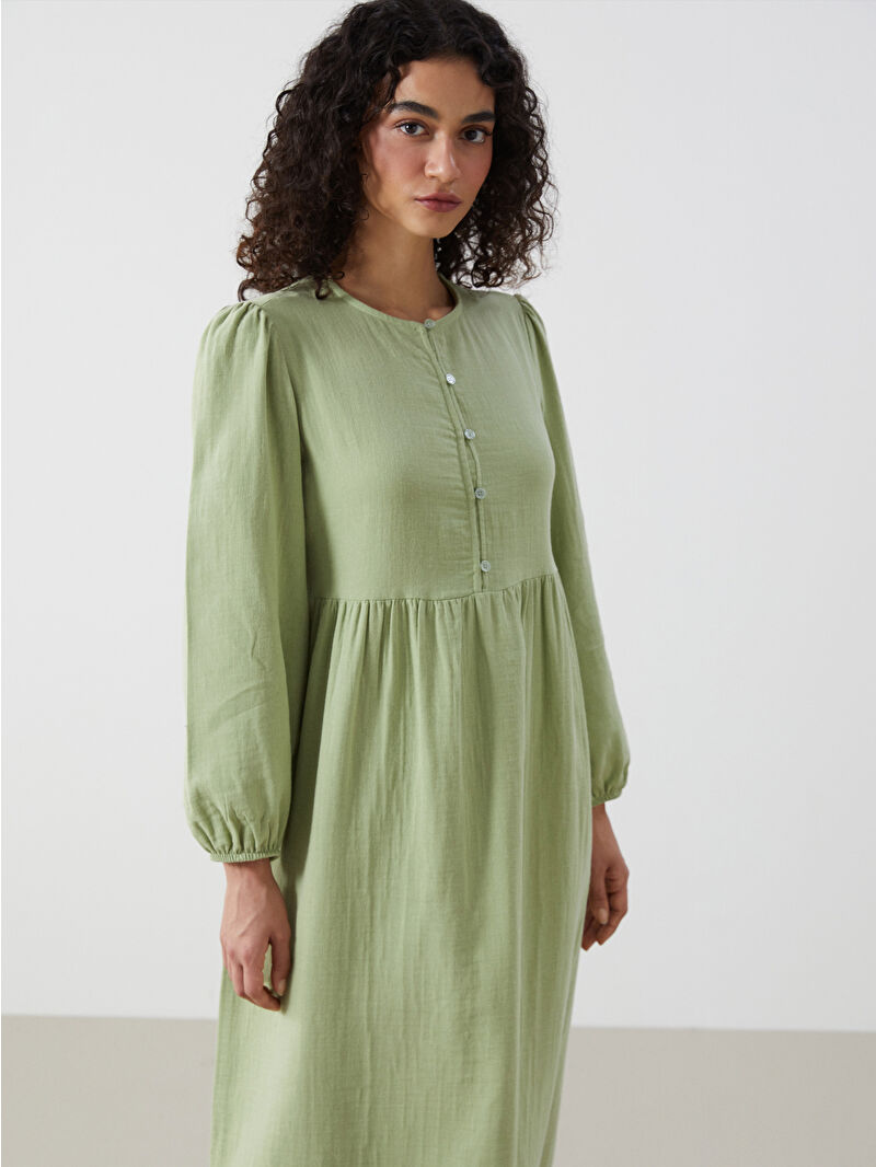 7000 LABOR 緑耳　ワンウォッシュ　激レア★EVISU W40 LCW Modest Yeşil Bisiklet Yaka Kadın Elbise - S5G107Z8-V9V | LCW