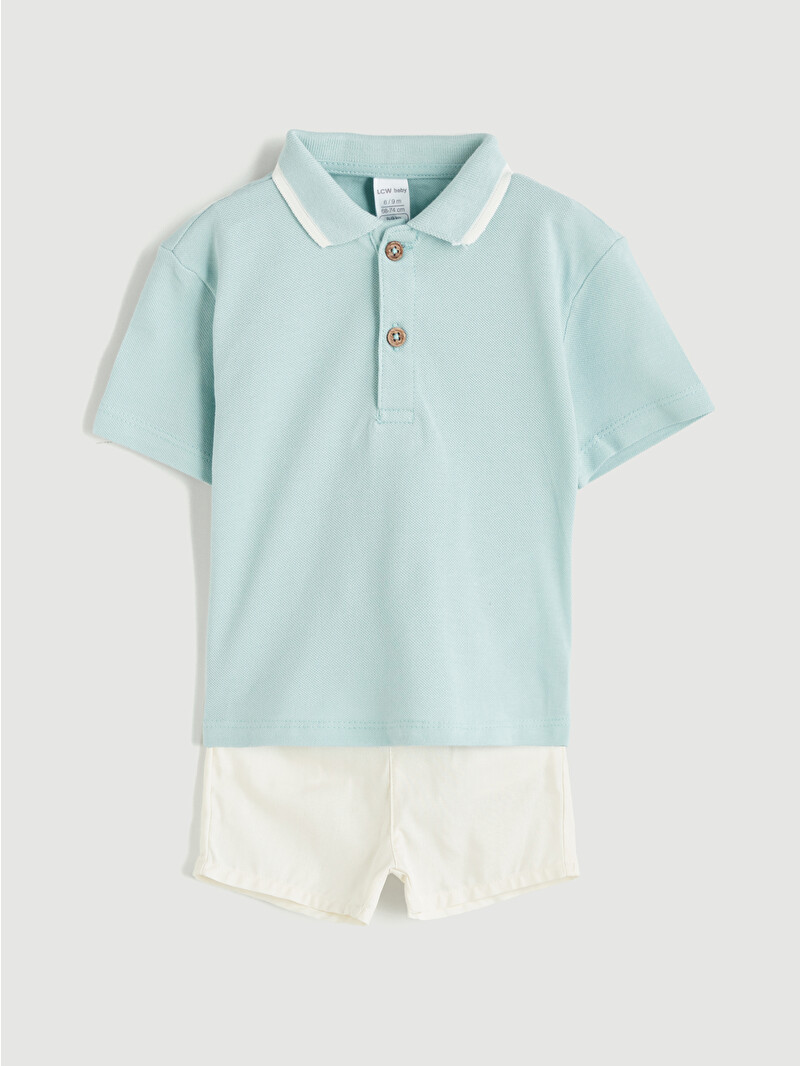 LCW baby Yeşil Polo Yaka Erkek Bebek Tişört ve Şort 2'li