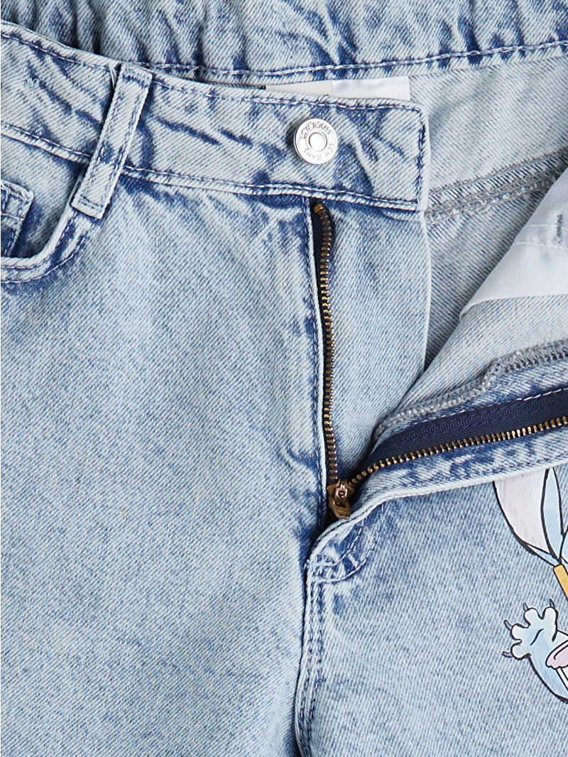 LCW Kids Pantaloni scurți din denim imprimați pentru Fete Stitch