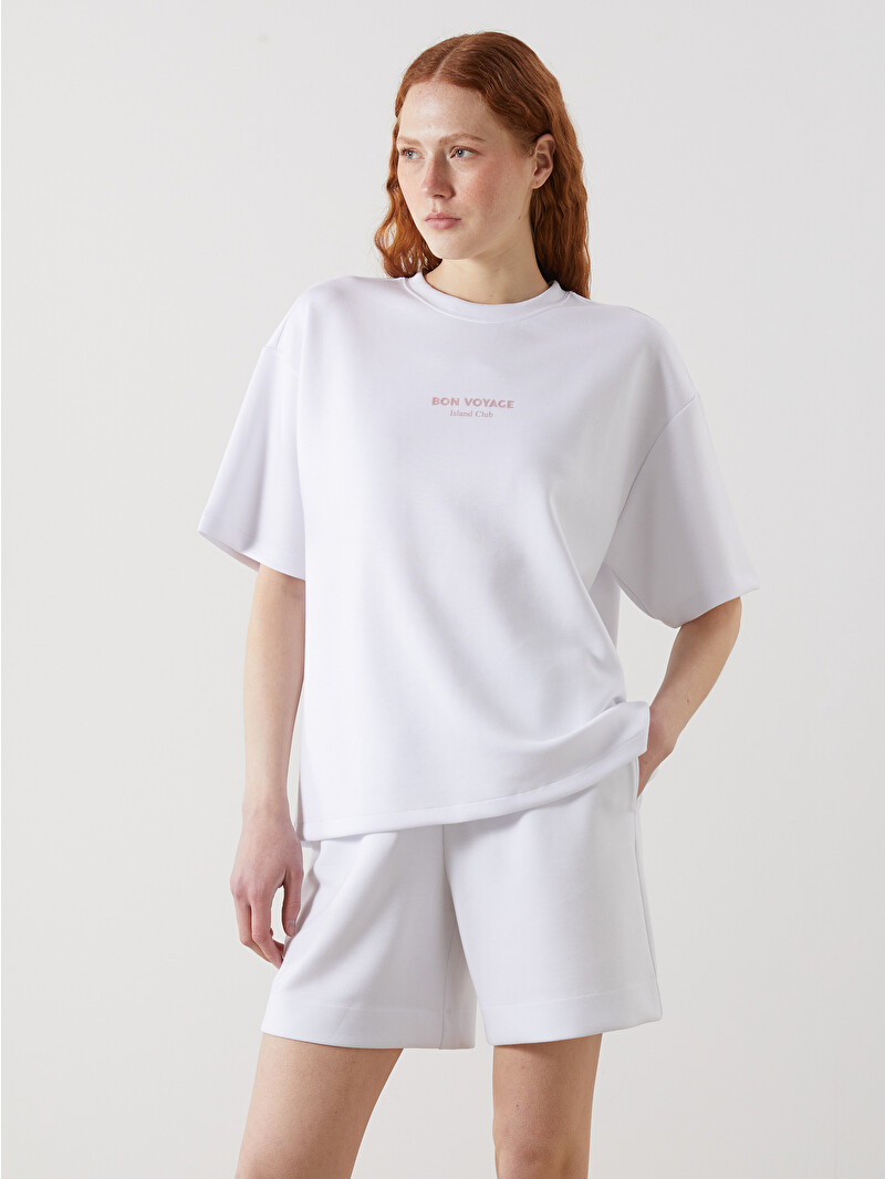 LCW Vision Crew Neck Printed Oversize Women's T-Shirt - S5GL94Z8