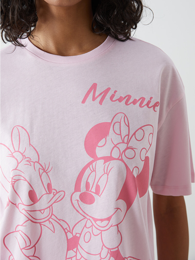 XSIDE Pembe Daisy Duck ve Minnie Mouse Baskılı Kadın Tişört