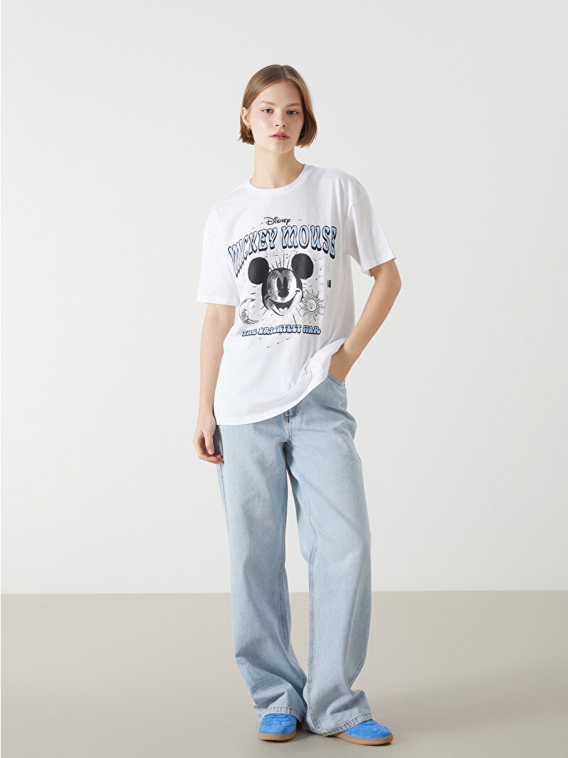 XSIDE Mickey Mouse Baskılı %100 Pamuklu Kadın Tişört - S5GY08Z8