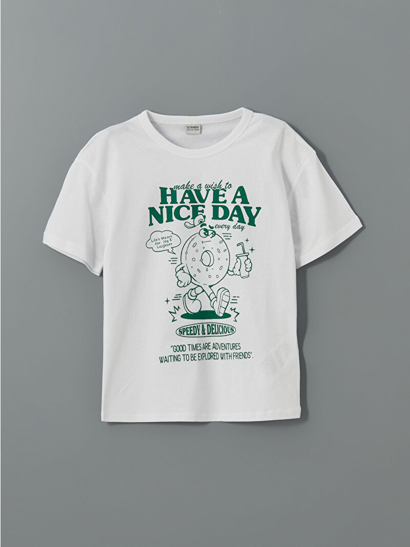 NERDY 公式 Lundry 半袖 Tシャツ(25SS) (White/Cream/Charcoal) XSIDE ACTIVE Crew Neck Printed Oversize Women's Thick