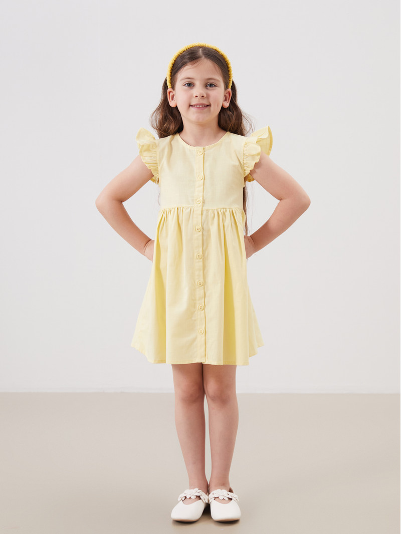Robe Fille Jaune Taille 4 - Neuf Sans étiquettes - Coupe Classique Et Colorée