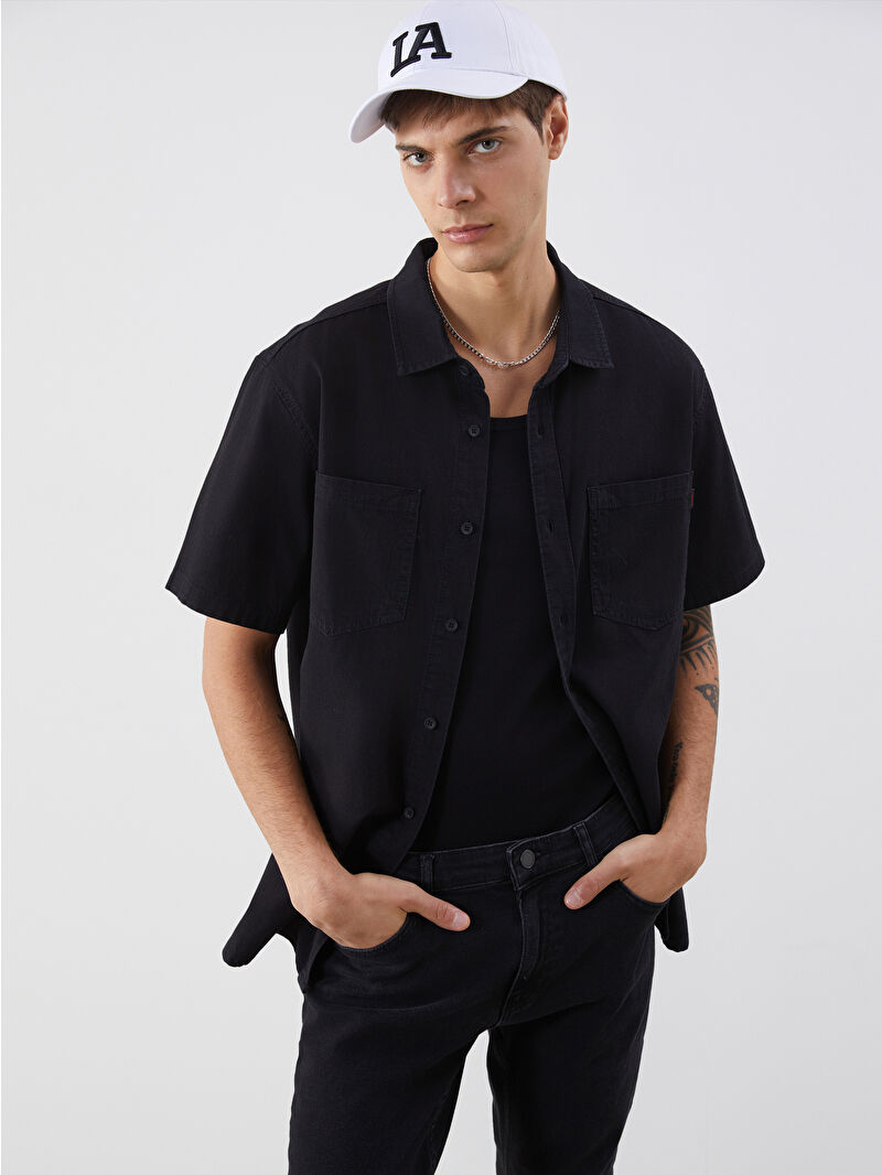 Men's Denim shirt with jacquard logo | Multicolor | Diesel