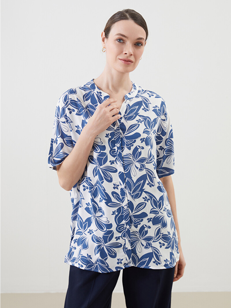 LCW Grace Notch Neck Floral Women's Shirt - S5KY50Z8-LSJ | LC Waikiki