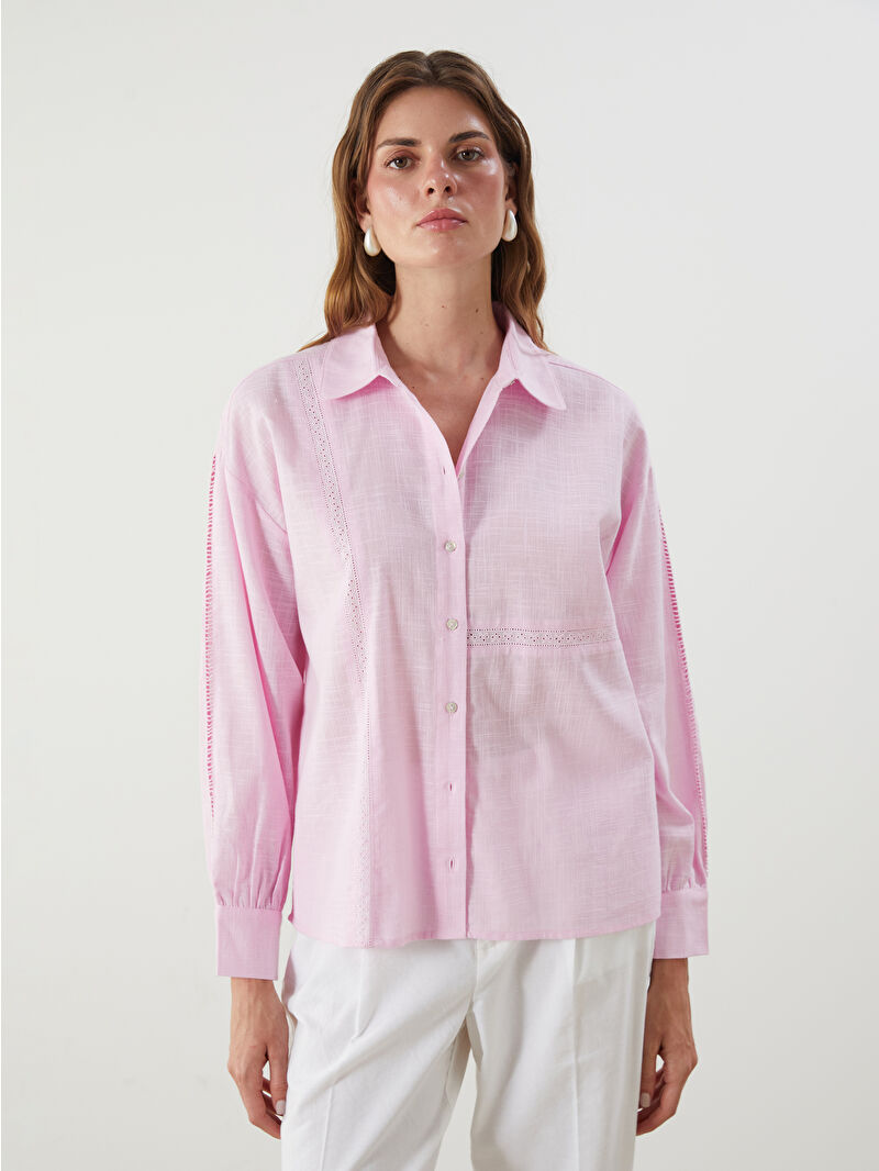 45r レース付きピンク長袖シャツ 45r レース付きピンク長袖シャツ