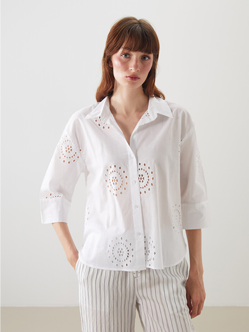 LCW Vision Openwork Oversize Women's Shirt - S5L092Z8-R9J | LC Waikiki
