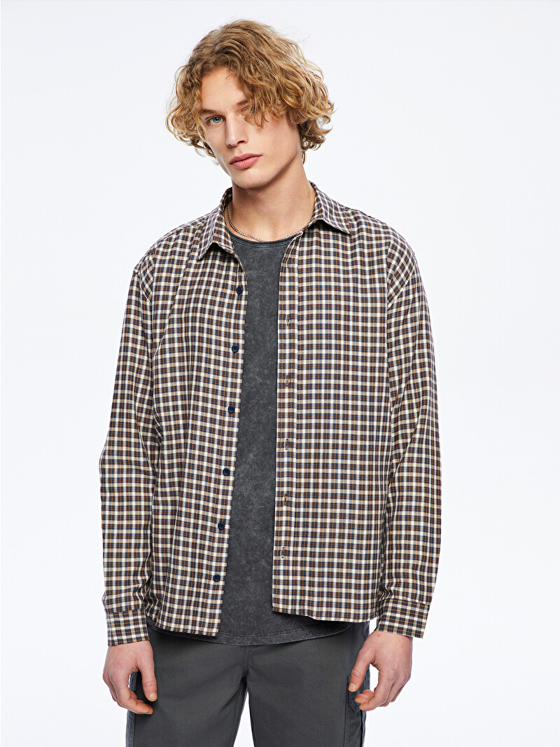 PWA 「PLAID BALOON SHIRT」 XSIDE Regular Fit Long Sleeve Plaid Men's Shirt - S5L752Z8-LN6