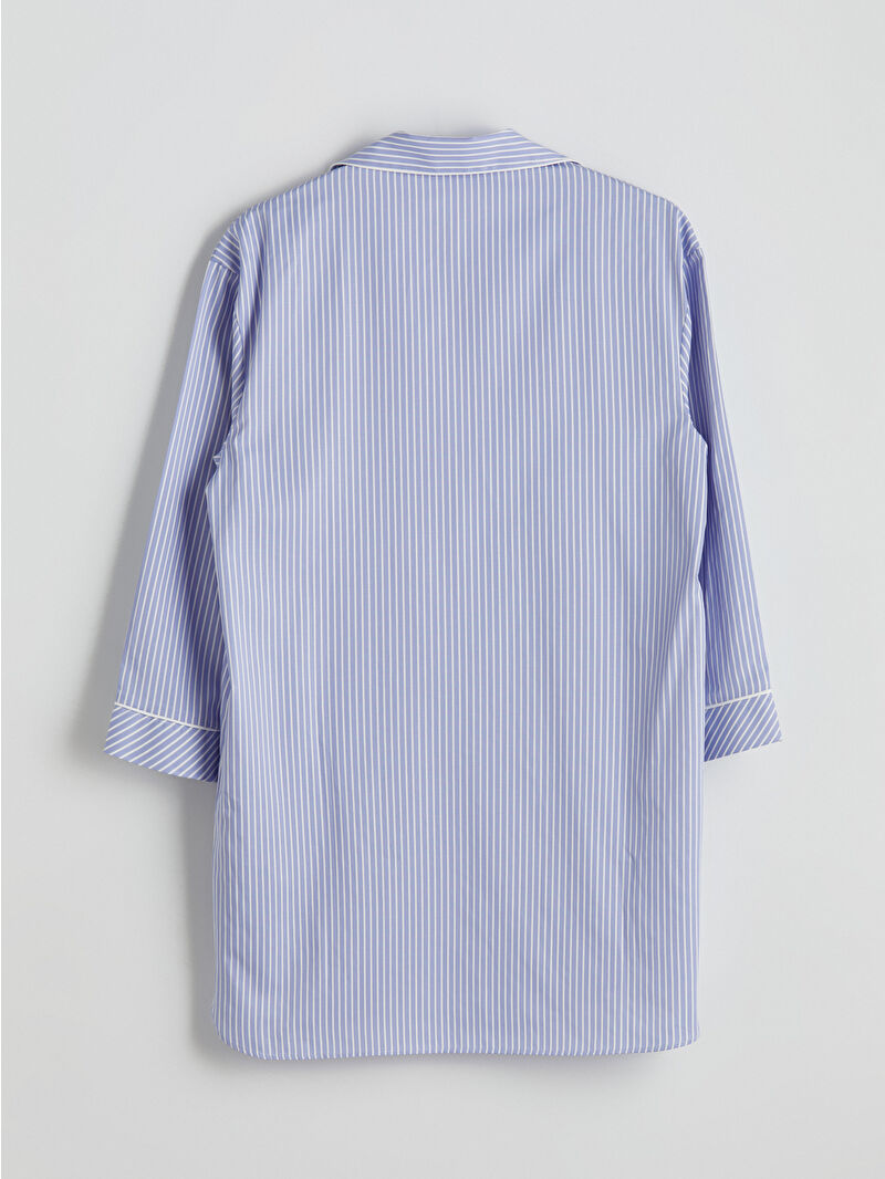 LCW DREAM Mavi Gömlek Yaka Çizgili Kadın Gecelik - S5NP04Z8-LEN | LCW