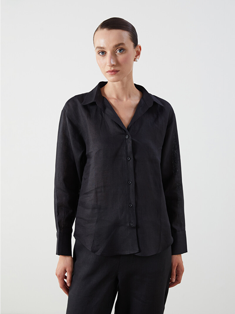 LCWAIKIKI Classic 100% Linen Women's Shirt - S5OF16Z8-CVL - LC Waikiki LCWAIKIKI Classic 100% Linen Women's Shirt - S5OF16Z8-CVL - LC Waikiki