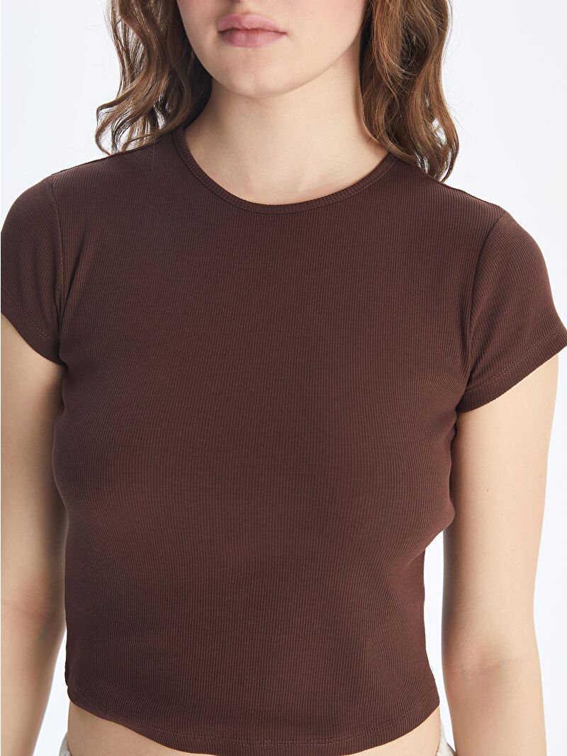 XSIDE Crew Neck Textured Women's Crop Top -S5OM81Z8-DJ7 - LC Waikiki