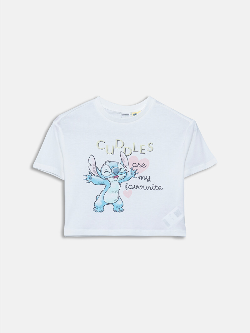 LCW Kids Bisiklet Yaka Stitch Baskılı Kız Çocuk Tişört - S5PG72Z4