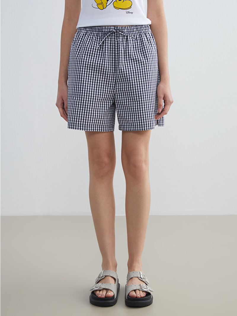 XSIDE Elastic Waist Plaid Women's Shorts - S5PL44Z8-Z4C - LC Waikiki