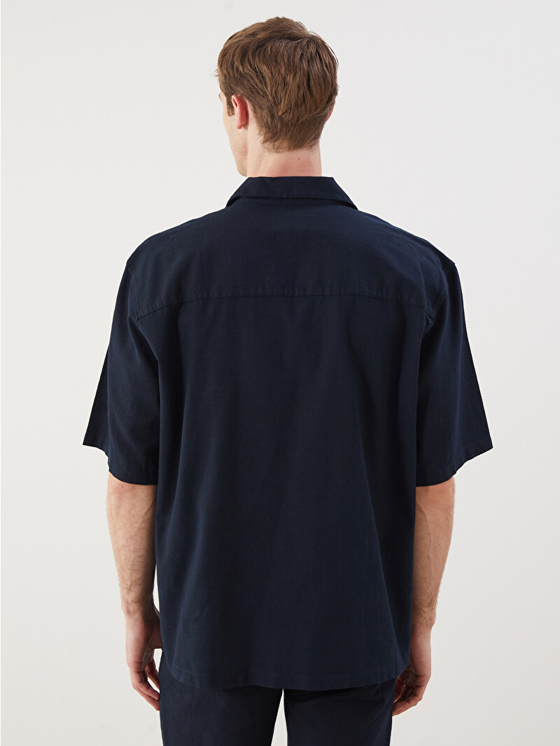 【60’s】rayon gabardine shirt SOUTHBLUE Regular Fit Short Sleeve Gabardine Men's Shirt