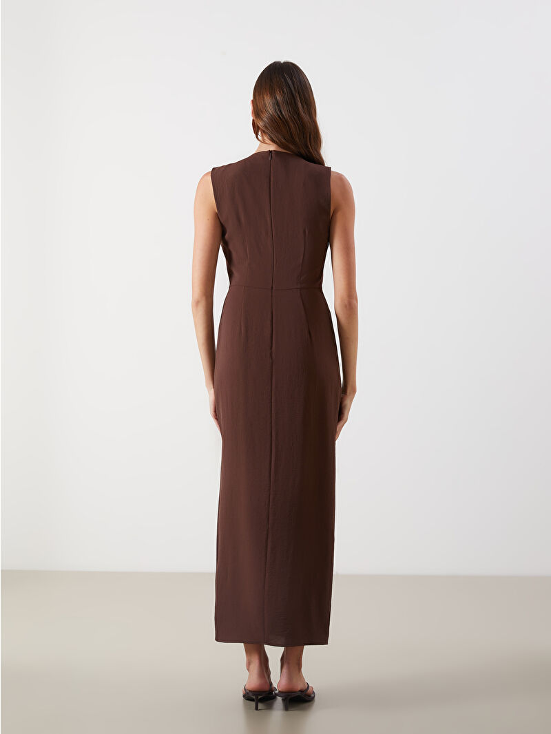 LCW Vision Bisiklet Yaka Büzgülü Krep Elbise -S5PQ04Z8-CT9 | LCW