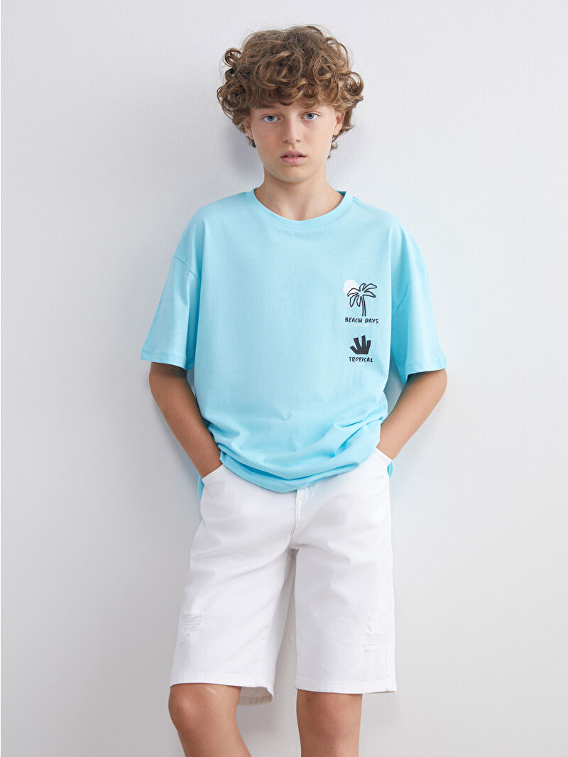 LCW Kids Mavi Bisiklet Yaka Erkek Çocuk Tişört - S5Q200Z4-QWT | LCW