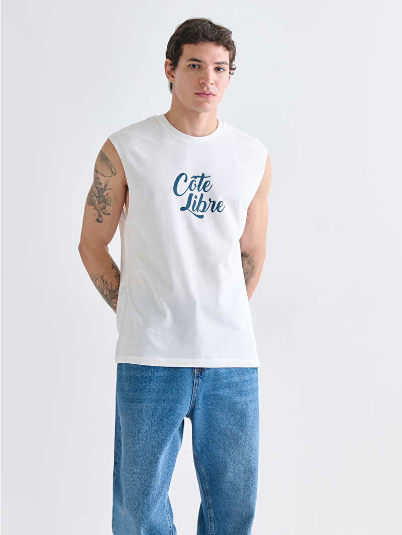XSIDE Crew Neck Printed Jersey Men's Sleeveless T-Shirt - S5RY38Z8