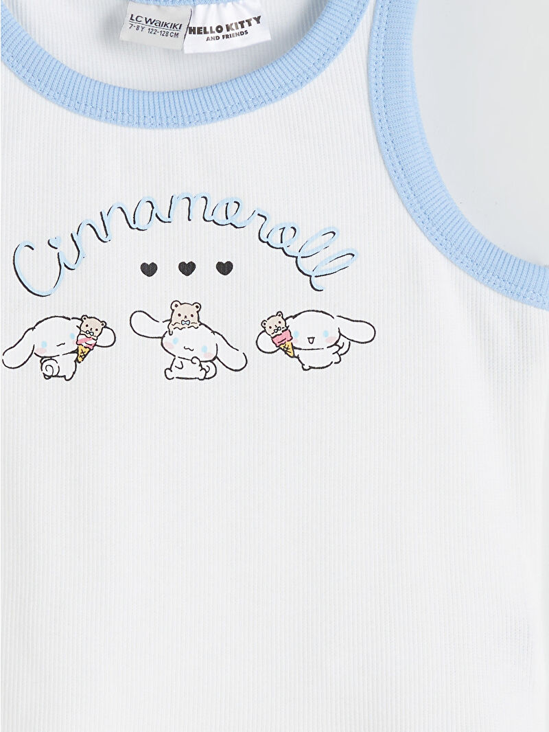 LCW Kids Ekru Bisiklet Yaka Cinnamoroll Baskılı Kız Çocuk Crop