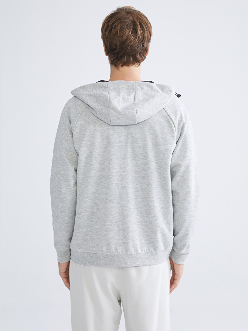 XSIDE ACTIVE Gri Kapüşonlu Uzun Kollu Erkek Fermuarlı Sweatshirt