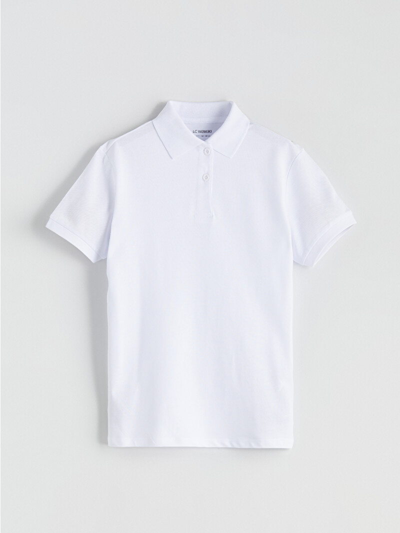 LCW Kids Beyaz Polo Yaka Basic Kız Çocuk Tişört - W51134Z4-Q6K | LCW