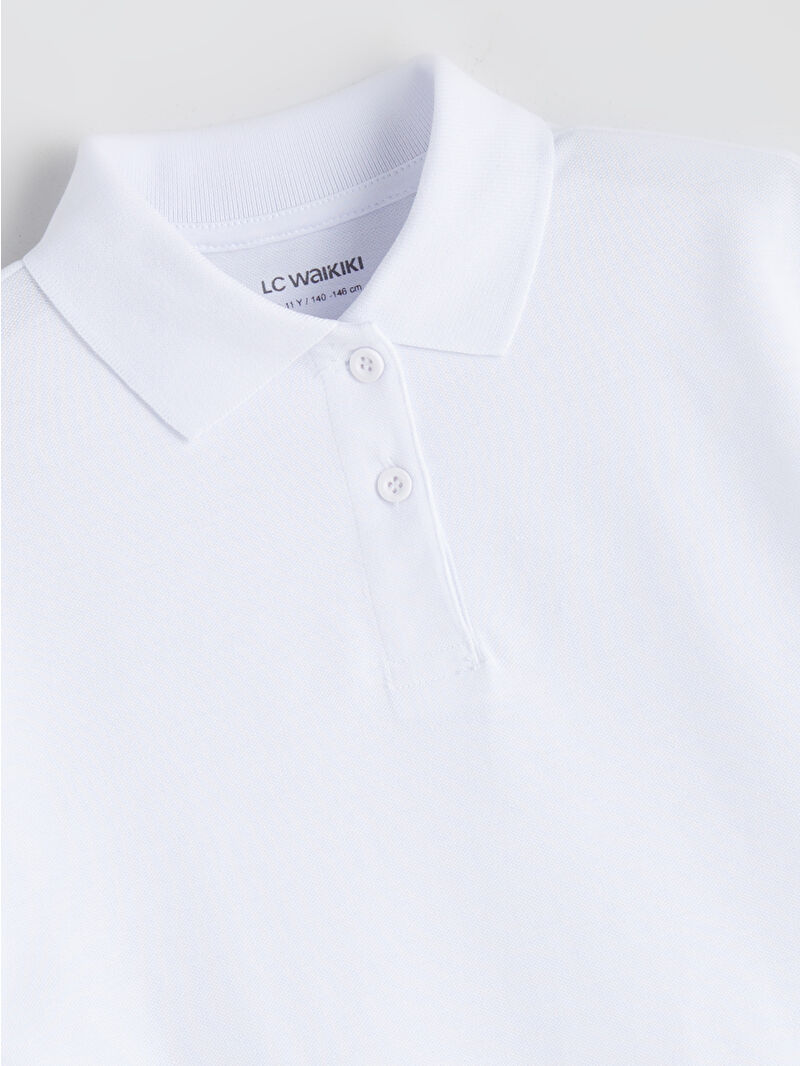 LCW Kids Beyaz Polo Yaka Basic Kız Çocuk Tişört - W51134Z4-Q6K | LCW