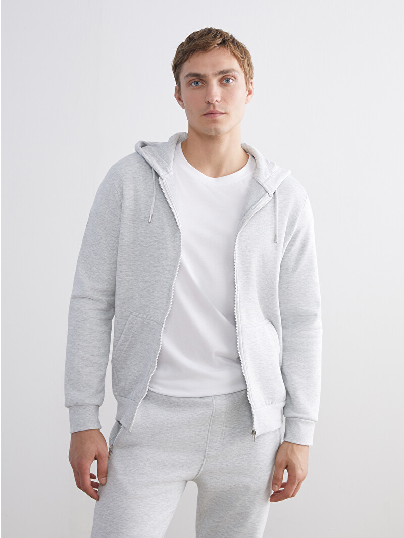 LCWAIKIKI Classic Hooded Long Sleeve Men's Zip-Up Sweatshirt