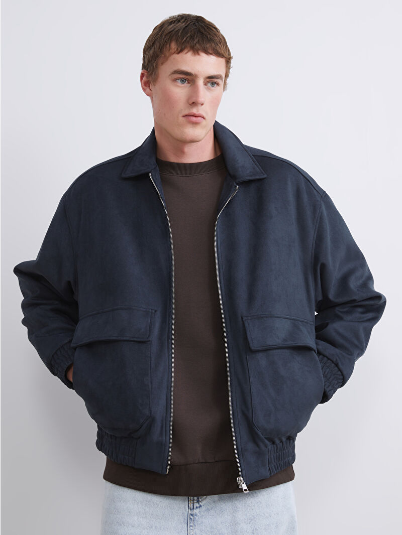 XSIDE Relaxed Fit Collared Neck Suede Men's Coat - W52455Z8-Z8U