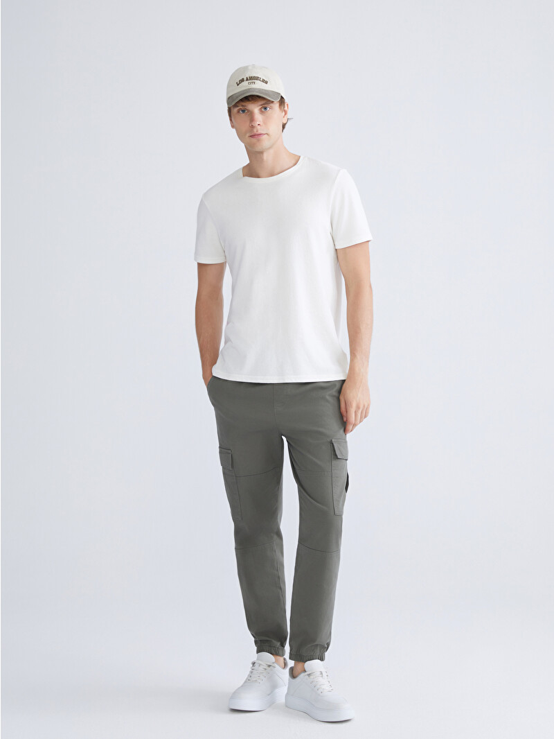 XSIDE Haki Standart Kalıp Gabardin Erkek Kargo Pantolon - W52497Z8
