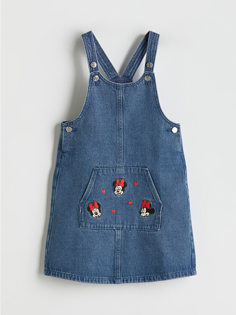 LCW Kids Minnie Mouse Embroidered Girls' Jean Overall Dress