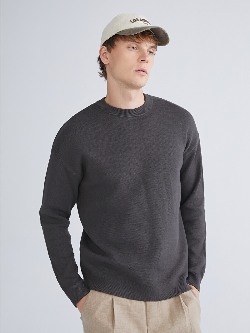 XSIDE Crew Neck Long Sleeve Men's Tricot Sweater - W53346Z8-YG5