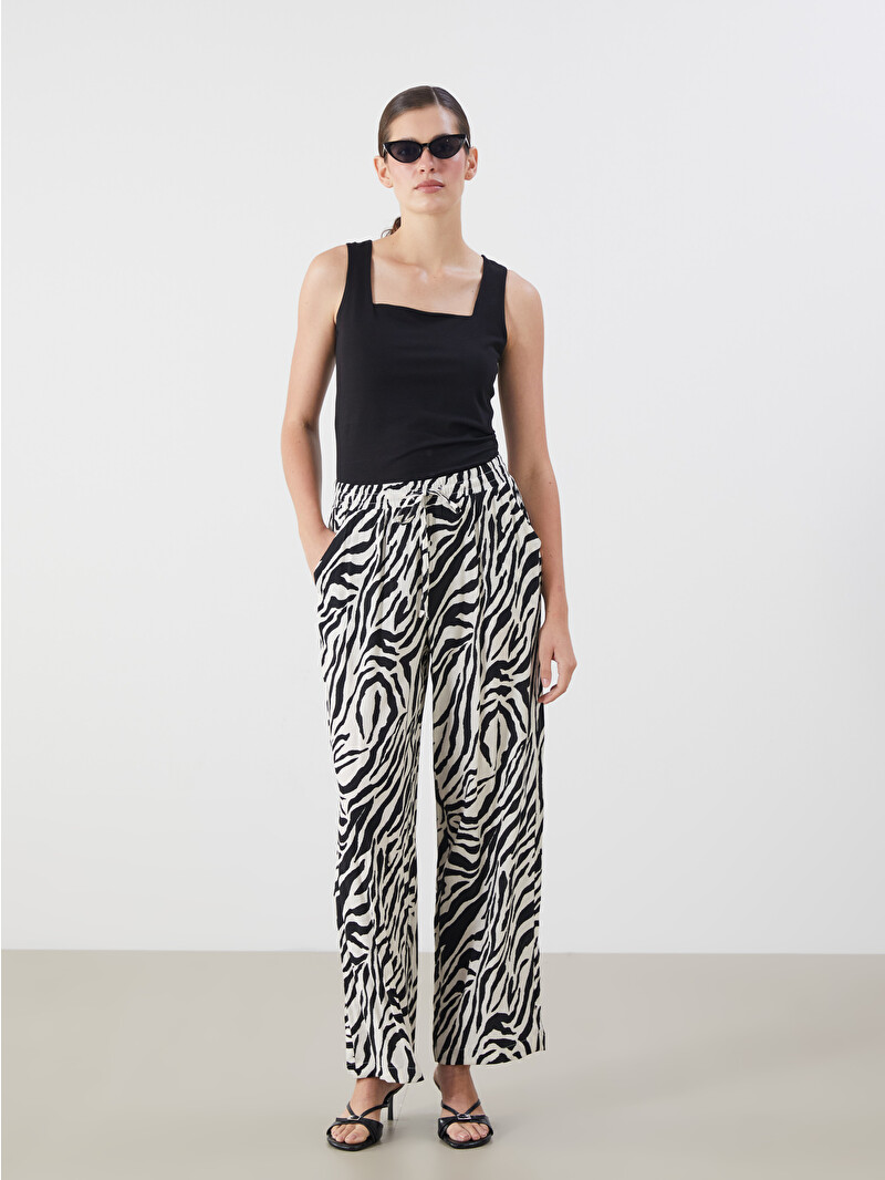 LCWAIKIKI Classic Elastic Waist Zebra Patterned Women's Trousers