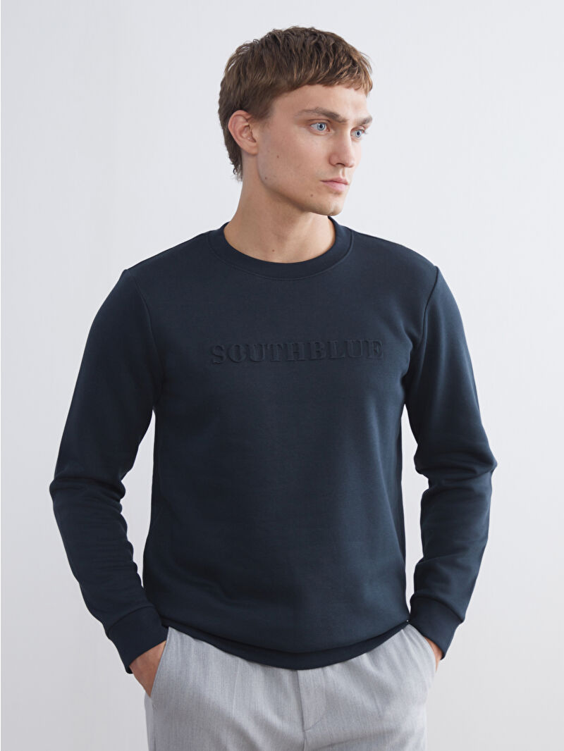 SOUTHBLUE Crew Neck Printed Men's Thick Sweatshirt - W55146Z8-Z7A