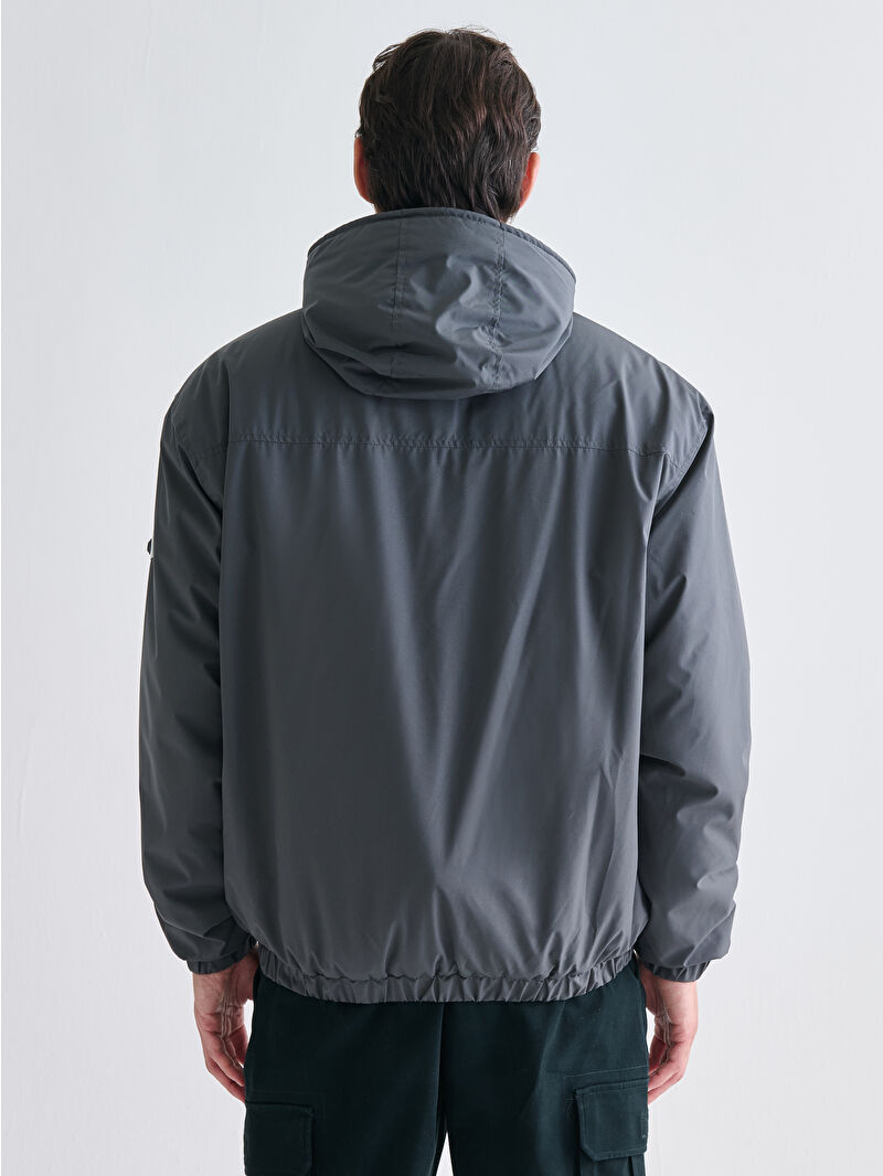 XSIDE Antrasit Rahat Kalıp Kapüşonlu Erkek Orta Kalın Mont