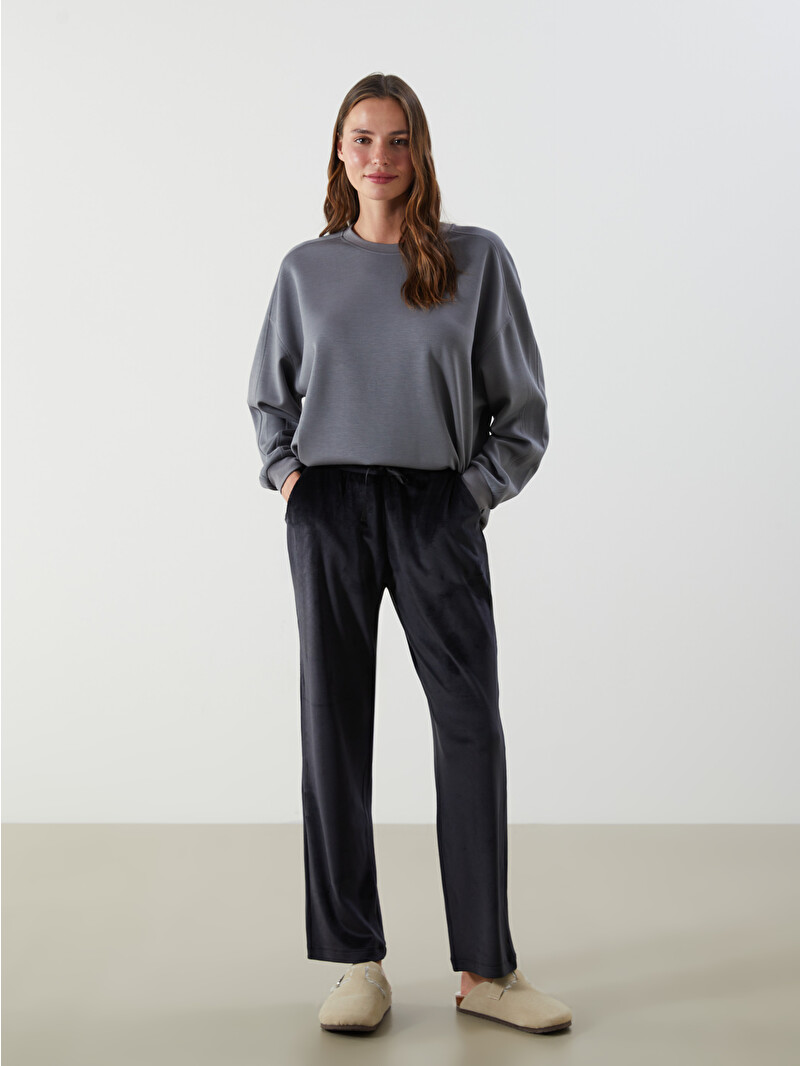 LCW DREAM Elastic Waist Velvet Women's Pyjama Bottoms - W57834Z8