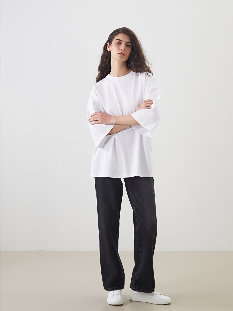LCW Modest Crew Neck Oversize Women's T-Shirt - W58125Z8-Q6K - LC