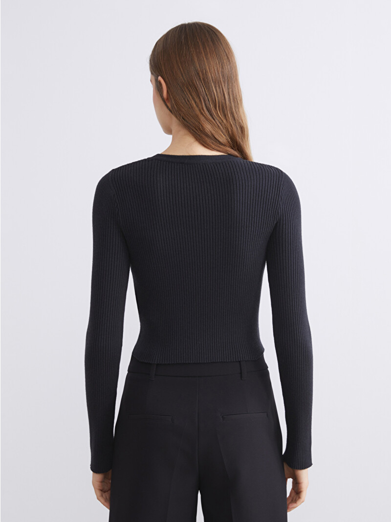 XSIDE Crew Neck Crop Women's Knitwear Sweater - W58561Z8-CVL - LC