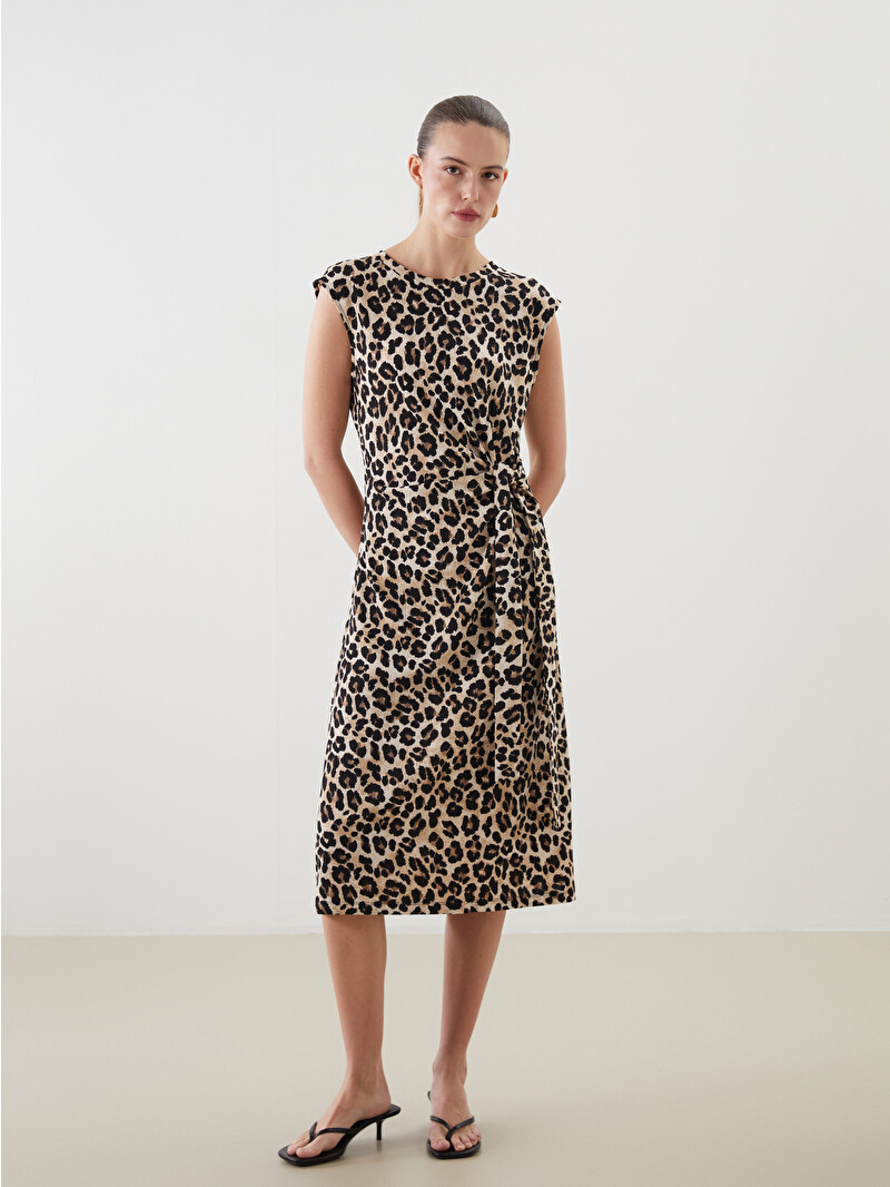 LCWAIKIKI Classic Crew Neck Leopard Print Dress - W58843Z8-LQY