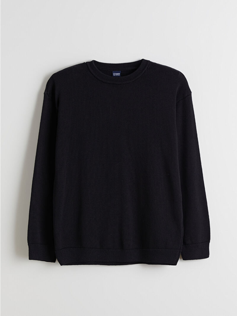 LCW Kids Siyah Bisiklet Yaka Erkek Çocuk Triko Kazak - W59599Z4