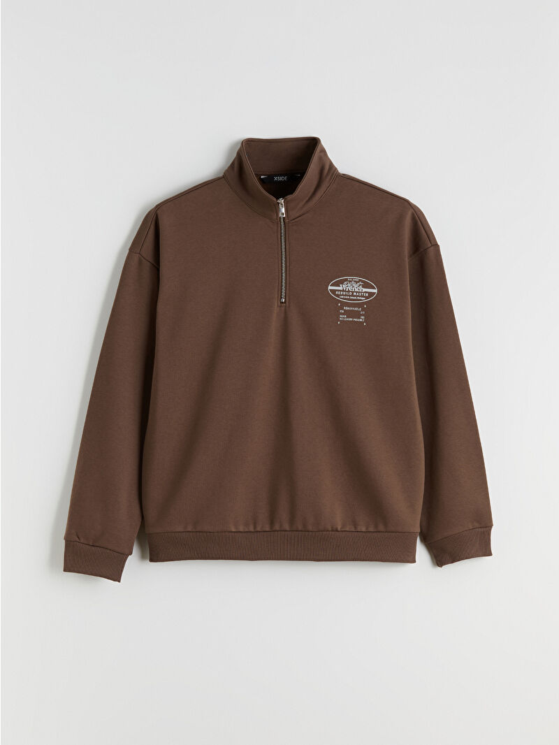 XSIDE Funnel Neck Printed Thick Men's Sweatshirt - W5AB05Z8-ZCX