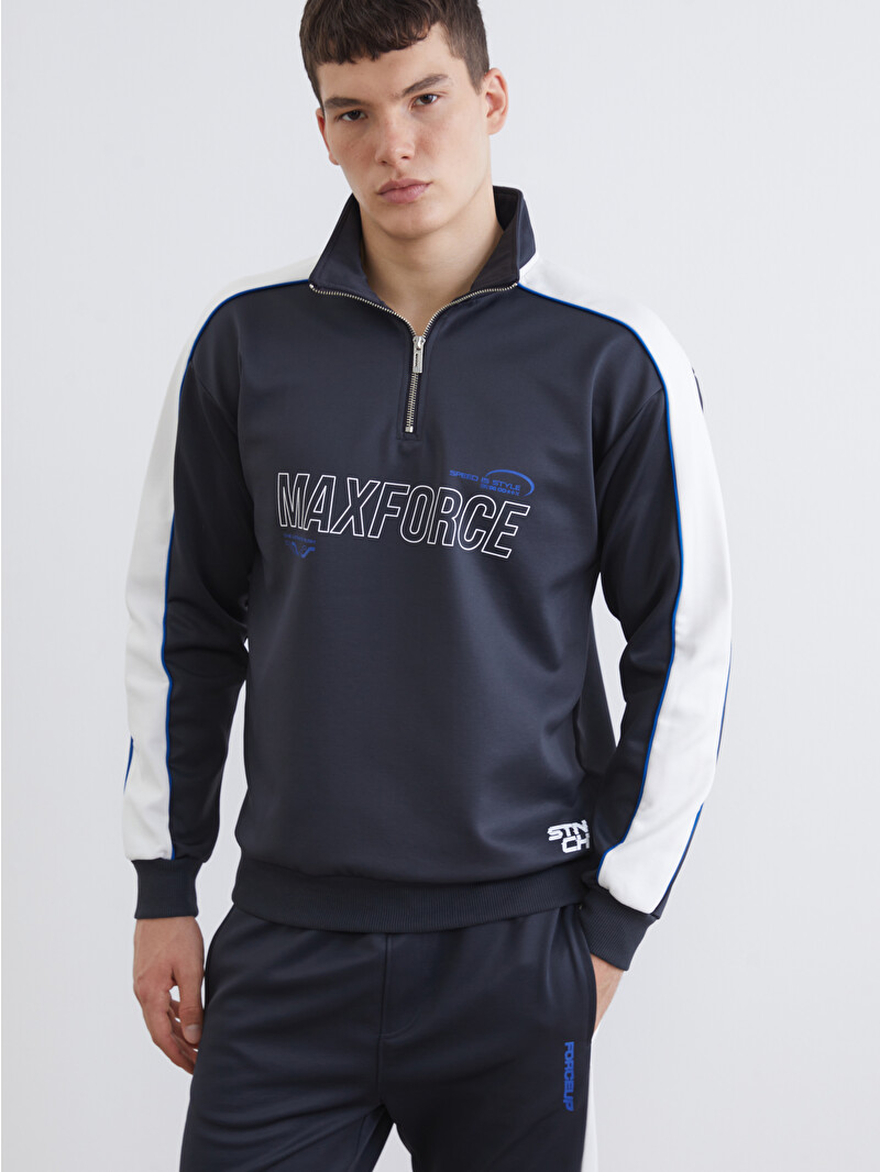 XSIDE Funnel Neck Printed Men's Thick Sweatshirt - W5AC81Z8-VX9