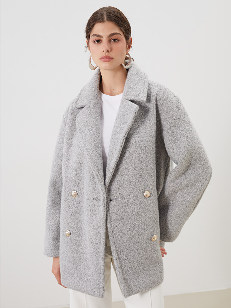 LCW Modest Double Breasted Oversize Women's Cachet Overcoat