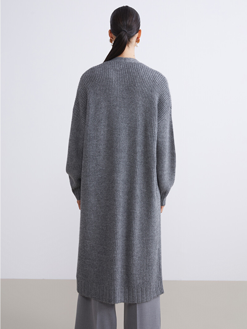 LCW Modest Shawl Collar Plain Oversize Women's Knitwear Cardigan