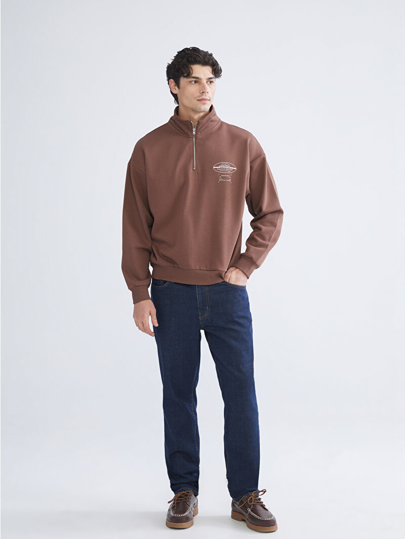 XSIDE Funnel Neck Printed Oversize Men's Thick Sweatshirt