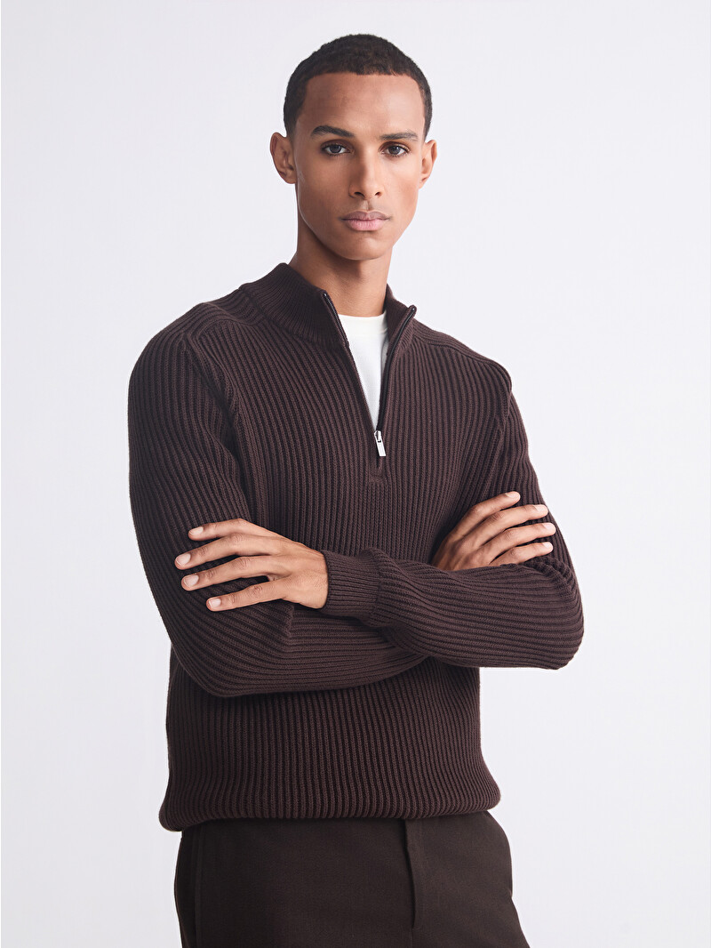 LCW Vision Standard Fit Stand Collar Men's Sweater - W5EP50Z8-YH8