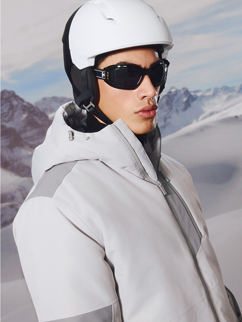 XSIDE ACTIVE Gri Standart Kalıp Kapüşonlu Erkek Kayak Montu
